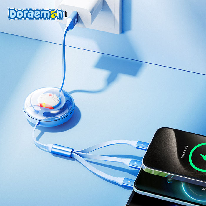 Rock - Doraemon A To L+M+C 3.5A Retractable Data Cable 1.1M 1 doraemon a to l+m+c 3.5a retractable data cable 1.1m 44